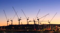 Many Cranes At Australian Construction Site