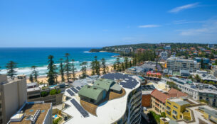 Aerial View Of Manly Beach And Coastal Suburb On A Sunny Day, Sydney